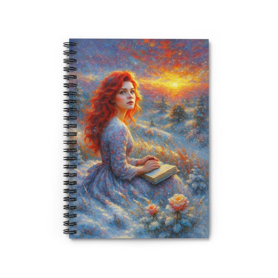 Art-Inspired Spiral Notebook: Woman Reading in Landscape