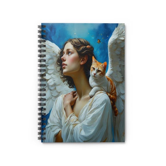 Angel Cat Art Spiral Notebook: Student, Writer Journal
