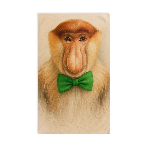Proboscis Monkey Hand Towel – "Picasso" Quirky Bathroom Decor