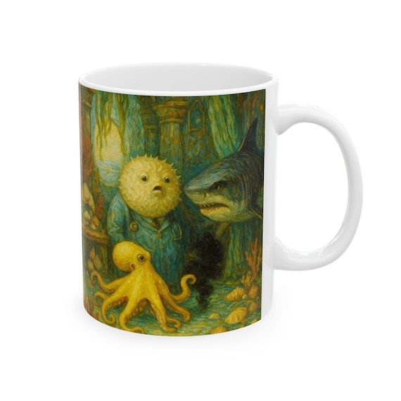 Ceramic Mug, Underwater Magic - Ocean Lover Gift, Sea Life Theme Kitchen Decor, Unique Coffee Cup, Nautical Tea Mug, Beach House Decor,