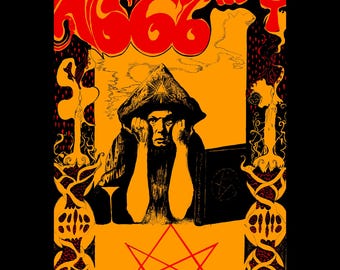 Impresión artística del retrato de Aleister Crowley La gran bestia 666