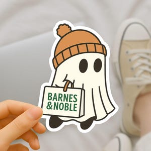 Bookish Ghost Reading Sticker: Waterproof Vinyl, Kindle Laptop Decal