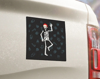 Funny Skeleton Christmas Car Magnet | Anti Trump Political Gift | Liberal Xmas Decor | Santa Hat Skeleton Magnet | Funny Protest Accessory