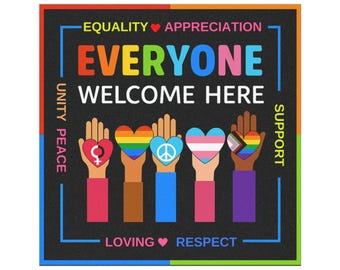 Inclusive Car Magnets | Everyone Welcome Here, LGBTQ+ Support, Equality, Peace, Love, Unity Decor