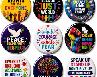 Human Rights Pin Button, Equality Justice Badge, Diversity Inclusion Pin, Speak Up Stand Up Activist Gift for Change, equality pin badge
