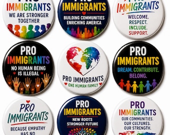 Pro Immigrants Pin Button, No Human Is Illegal Badge, Immigration Rights Pin, Diversity Inclusion Gift, Unity Support Button