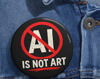 Botón de Pin Anti-IA Art, Insignia de Apoyo a Artistas Humanos, Pin de Protección de la Creatividad, Botón No-IA Art, Regalo de Protesta para Artistas, Regalo Creativo