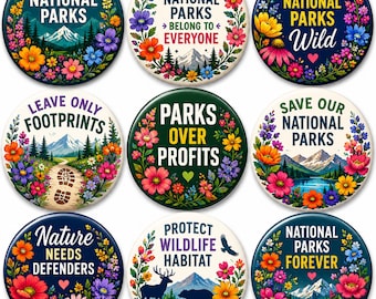 Protect National Parks Pin Button Set, National Park Lover Gift, Public Lands Button, Hiking Badge, Conservation Pin, eco activist pin