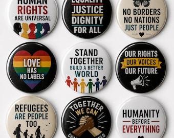 Human Rights Pin Button, Equality Justice Dignity Badge, Refugee Support Pin, Humanity  Activist Gift for Inclusion, equality movement gift