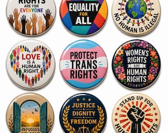 Social Justice Advocacy Gift , Equality Justice Dignity Badge, Refugee Support Pin, Humanity  Activist Gift for Inclusion, equality movement