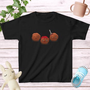 Kawaii Meatballs Kids Tee, Italian Gift, Unisex Gift for Foodies, Kawaii Kids Tee, Little Meatball Toddler Shirt Funny Italian Food Pun