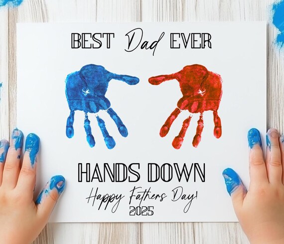Handprint Art for Daddy, Father's Day Gift From Toddler, DIY