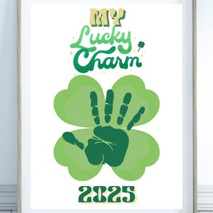 My Lucky Charm St Patrick’s Day Handprint Art - Shamrock Handprint Craft,  Leprechaun Keepsake, Toddler Activity Craft, Printable DIY Gift