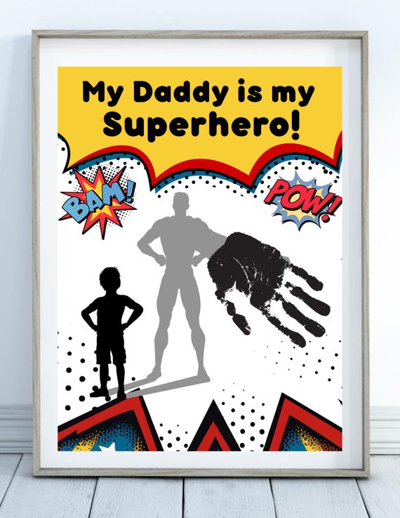 Superhero Handprint Art Craft, Fathers Day Craft, Super Dad DIY