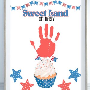 Cupcake Independence Day 4th of July handprint American patriotic activity USA DIY Craft Daycare Summer Art Template, Kids Craft