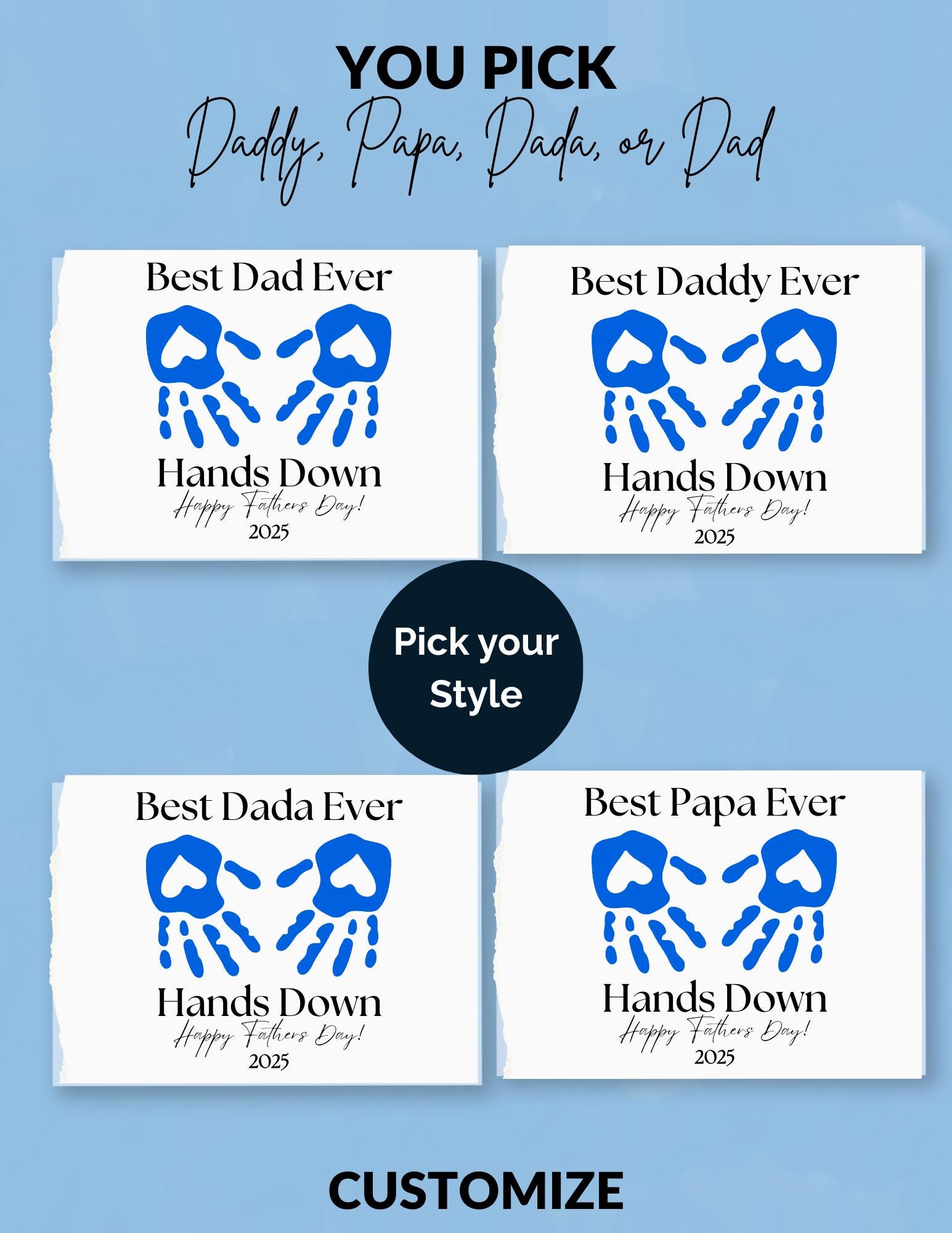Best Dad Ever Hands Down DIY Printable Handprint Art First Father's