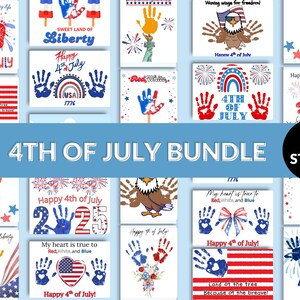 4th of July Handprint Craft, Independence day Bundle Handprint art for toddler preschoolers Fourth of July DIY Kids Easy Craft God Bless USA