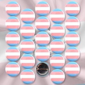 LGBTQ+ Transgender Pride Flag Pinback Buttons - 1 Inch Round - 25 Pack