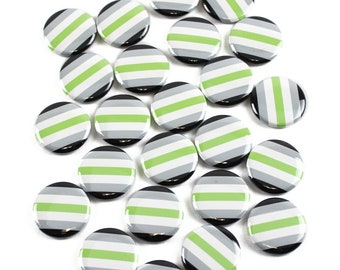 25 Pack - LGBTQ+ Agender Pride Flag Pinback Buttons - 1 Inch Round