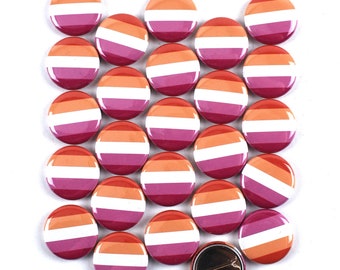 25Er Pack - LGBTQ+ Lesbische Pride Flagge Buttons – 1 Zoll rund