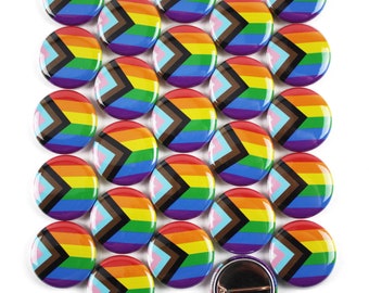 25 Pack - LGBTQ+ Pride Flag Pinback Buttons - 1 Inch Round