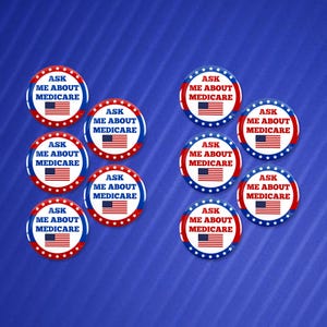 10 Pack - Ask Me About Medicare Clinical and Customer Service Pinback Button - 3 Inch