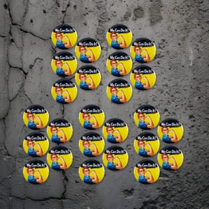 Paquet de 25 - Rosie The Riveter We Can Do It - Boutons ronds de 2,25 pouces