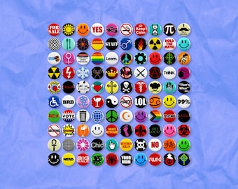 100 Pack - Pinback Button Mega Variety Pack - 1 Inch Round