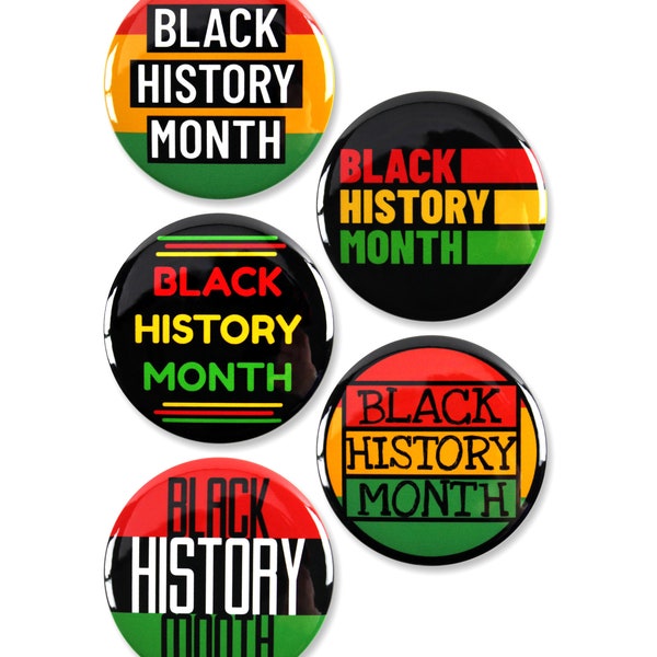 Pack de 5 - Mois de l’histoire des Noirs Boutons Pinback Multipack - Rond 2,25 pouces