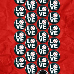 25 Pack - Baseball Love Team Pinback Buttons - 1.5 Inch