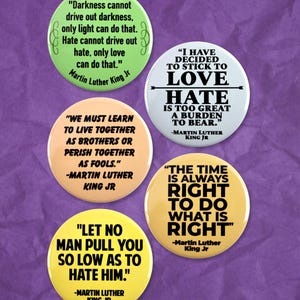 5 Pack - Dr. Martin Luther King Jr Day MLK Quotes Pinback Buttons - 2.25 Inch