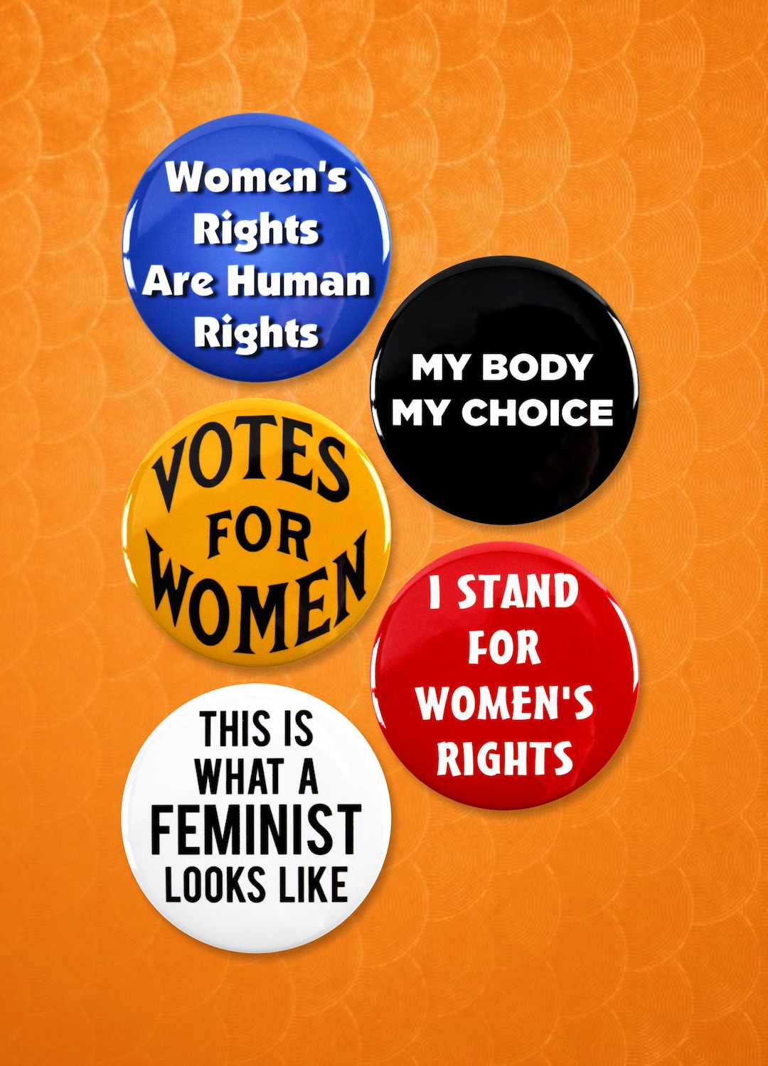 Women Rights Rally Button 5 Pack - I Stand for Womens Rights Multipack Pinback Buttons - 2.25 ...