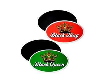 1 Paire - Black King & Queen Pride Couple Flexible Magnet - 5x3 Pouce Ovale