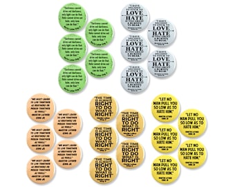 25 Pack - Dr. Martin Luther King Jr Day MLK Quotes Pinback Buttons - 2.25 Inch