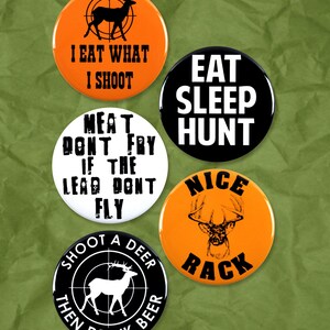5 Pack - Hunting Humor Pinback Button Badges - 2.25 Inch