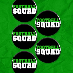 5 Pack - Football Squad Team Pinback Buttons - 2.25 Inch