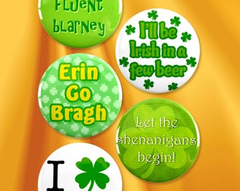 Set van 5 St. Patrick's Day Irish Pride speldbuttons - 2,25 inch rond