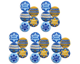 25 Pack - Happy Hanukkah Ugly Sweater Holiday Celebration Pinback Button Badges - 2.25 Inch