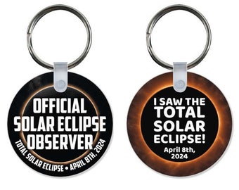 Total Solar Eclipse April 8th 2024 Astronomy Aluminum Keychain - 2 Inch Round