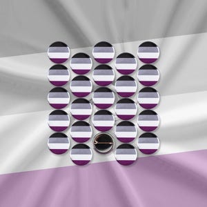 25 Pack - LGBTQ+ Asexual Pride Flag Pinback Buttons - 1 Inch