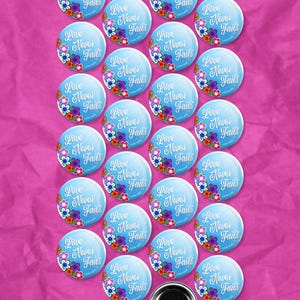 Jehovah's Witnesses Convention Flower Love Never Fails JW.org Pinback Buttons - 1.5 Inch Round - 25 Pack