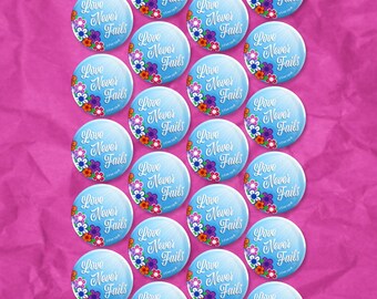 Jehovah's Witnesses Convention Flower Love Never Fails JW.org Pinback Buttons - 1.5 Inch Round - 25 Pack