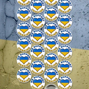 25 Pack - We Support Ukraine Pinback Button Badges - 1.5 Inch