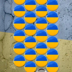 25 Pack - Ukrainian National Flag Pinback Button Badges - 1.5 Inch