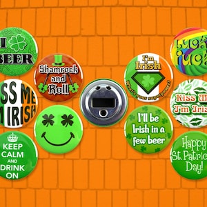 10 Pack - St. Patrick&#39;s Day Slainte Mhath! Bottle Opener Mega Pack - 2.25 Inch Round