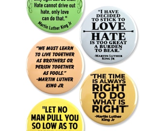 5 Pack - Dr. Martin Luther King Jr Day MLK Quotes Pinback Buttons - 2.25 Inch