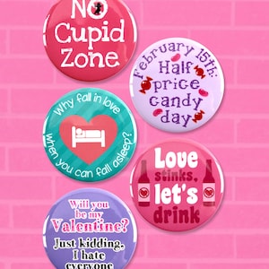 5 Pack - Anti-Valentine's Day Bad Cupid - Pinback Button - 2.25 Inch Round