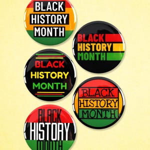5 Pack - Black History Month Multipack Pinback Buttons - Round 2.25 Inch