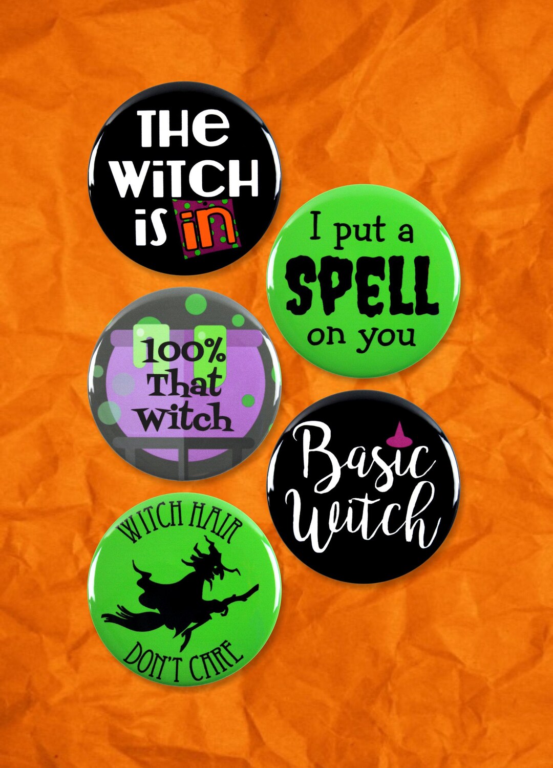 5 Pack - Basic Witch Sassy Halloween Pinback Buttons - 2.25 Inch - Etsy