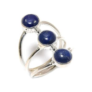 925 Sterling Silver Natural Lapis Lazuli Gemstone Handmade Dainty Designer Ring, Artisans Ring, Bohemian Ring, Cocktail Ring, Ethnic Gift.